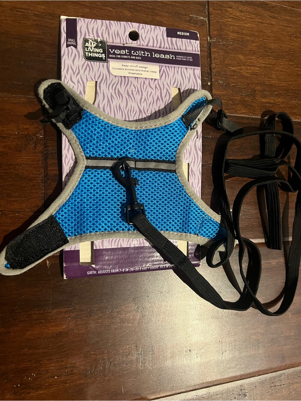 Blue Mesh Small Pet Vest with Leash - Medium